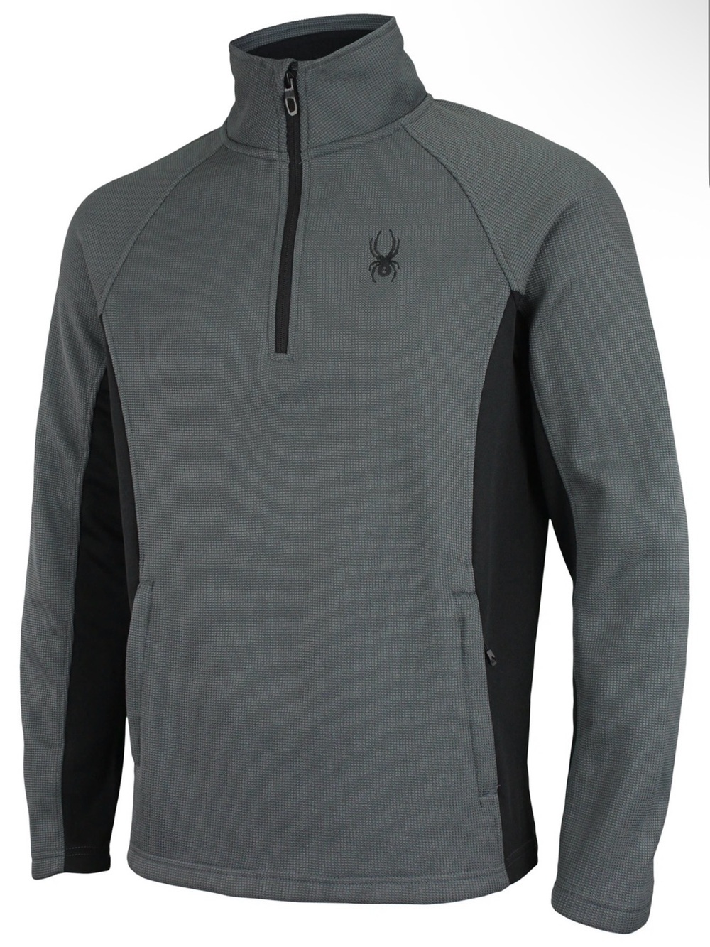 🖤 Spyder Boundless Men's Gray and Black 1/4 Zip Performance Jacket Medium